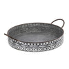 18 20 Inch Set of 2 Round Serving Trays with Handles Galvanized Gray Iron By Casagear Home BM312614