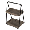 Nick 19 Inch 2 Tier Decorative Tray Stand Black Iron Frame Gray Wood By Casagear Home BM312617