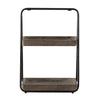 Nick 19 Inch 2 Tier Decorative Tray Stand Black Iron Frame Gray Wood By Casagear Home BM312617