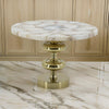 Avi 14 Inch Cake Stand, Agate Round Top, Classic Gold Aluminum Pedestal By Casagear Home