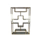 Adena 75 Inch Tall Plant Stand, Geometric Metal Shelves, Gold Finish By Casagear Home