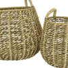 Set of 2 Decorative Storage Baskets Woven Construction 2 Handles Brown By Casagear Home BM312641