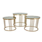 Set of 3 Accent Nesting Tables Round Mirrored Top Modern Gold Metal By Casagear Home BM312644