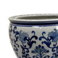 8 12 16 Inch Planter Set of 3 White and Blue Printed Design Ceramic By Casagear Home BM312647