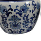 8 12 16 Inch Planter Set of 3 White and Blue Printed Design Ceramic By Casagear Home BM312647