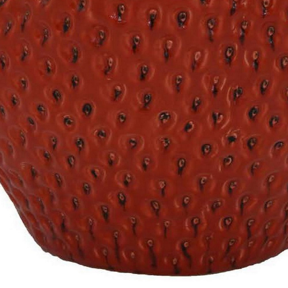 Oriha 18 Inch Plant Stand Garden Stool Strawberry Dotted Red Ceramic By Casagear Home BM312663