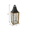 34 Inch Tabletop Decorative Lantern Wood Frame Glass Doors Brown Black By Casagear Home BM312689