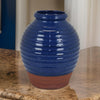 Kohl 15 Inch Decorative Vase, Pot Shape, Ceramic, Blue and Brown Finish By Casagear Home