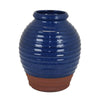 Kohl 15 Inch Decorative Vase, Pot Shape, Ceramic, Blue and Brown Finish By Casagear Home