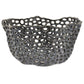 Hina 14 Inch Decorative Bowl, Mesh Design, Wavy Edges, Ceramic Blue Finish By Casagear Home