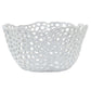 Hina 14 Inch Decorative Bowl Mesh Design Wavy Edges Ceramic White Finish By Casagear Home BM312699