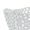 Hina 14 Inch Decorative Bowl Mesh Design Wavy Edges Ceramic White Finish By Casagear Home BM312699