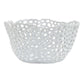 Hina 14 Inch Decorative Bowl Mesh Design Wavy Edges Ceramic White Finish By Casagear Home BM312699