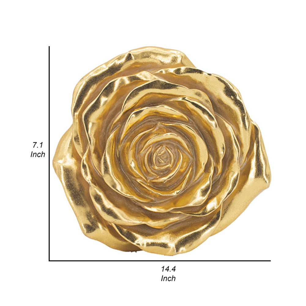 Dazzle 7 8 Inch Rose Wall Accent 3 Dimensional Set of 2 Gold Resin By Casagear Home BM312724