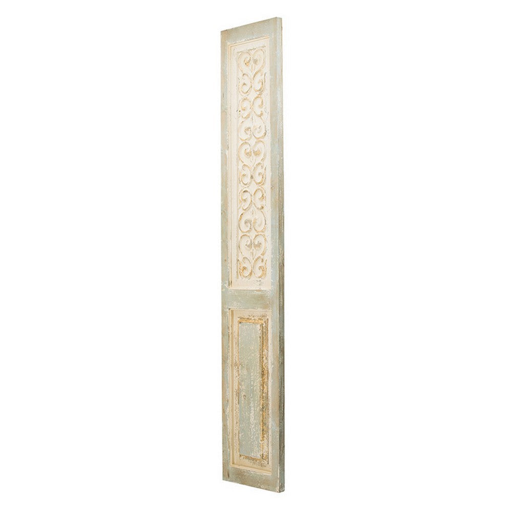 79 Inch Tall Decorative Carved Wood Panel Wall Art Fir Wood Beige Gray By Casagear Home BM312728