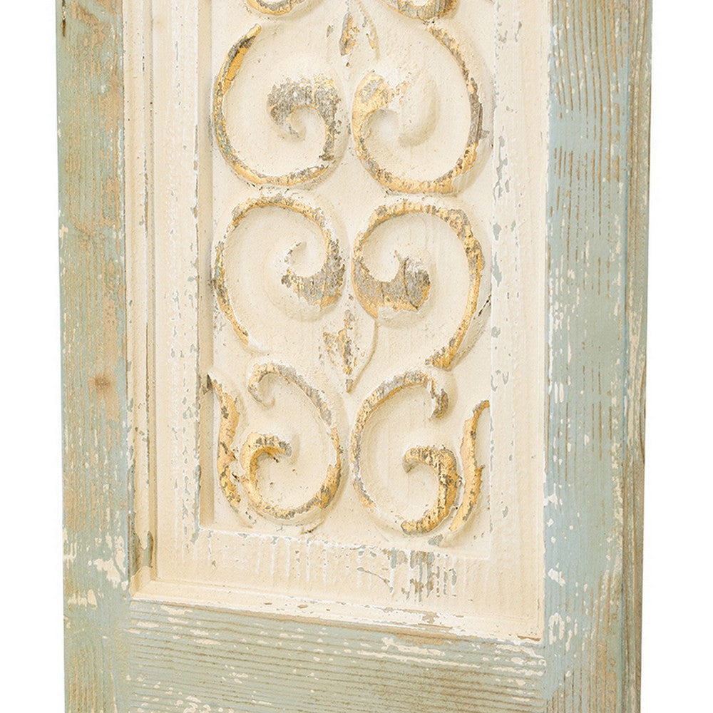 79 Inch Tall Decorative Carved Wood Panel Wall Art Fir Wood Beige Gray By Casagear Home BM312728