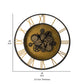 28 Inch Hanging Wall Clock Round Gear Design Gold and Black Iron Frame By Casagear Home BM312735