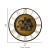 28 Inch Hanging Wall Clock Round Gear Design Gold and Black Iron Frame By Casagear Home BM312735