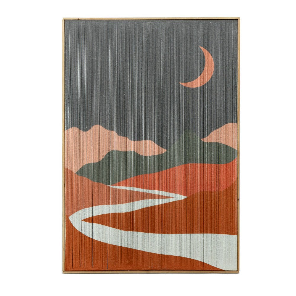 27 x 38 Wall Art Set of 2 Day and Night Design Fir Wood Orange Gray By Casagear Home BM312741