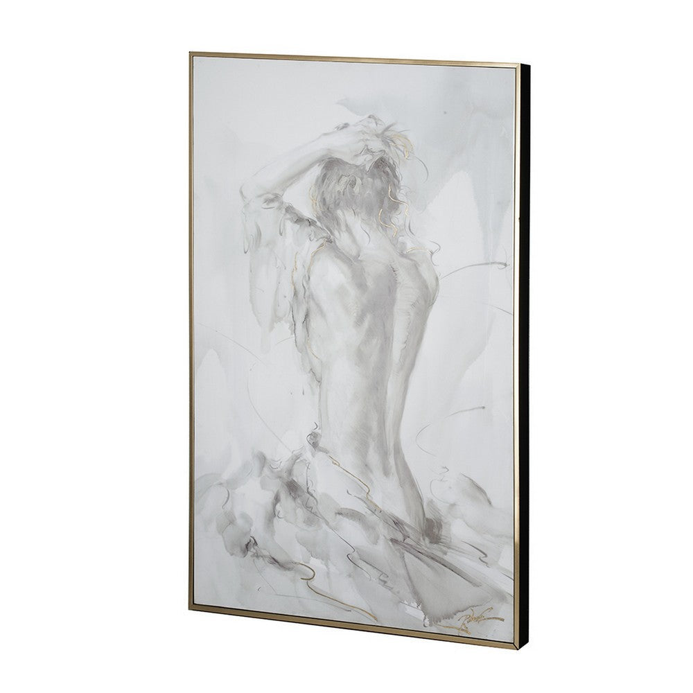 Tia 33 x 49 Hanging Wall Art Portrait Set of 2 Gray Feminine Figure Sketch By Casagear Home BM312743