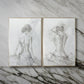 Tia 33 x 49 Hanging Wall Art Portrait Set of 2, Gray Feminine Figure Sketch By Casagear Home