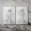 Tia 33 x 49 Hanging Wall Art Portrait Set of 2, Gray Feminine Figure Sketch By Casagear Home