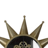 28 Inch Hanging Wall Clock Sunlike Star Gear Design Iron Gold and Black By Casagear Home BM312747