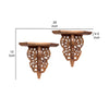 14 Inch Wall Shelf Set of 2 Carved Design Natural Brown Mango Wood Finish By Casagear Home BM312761