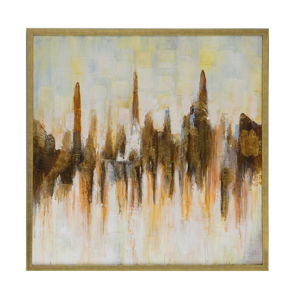 39 x 39 Abstract Wall Art Haindpainted Decor Brown Canvas Painting By Casagear Home BM312763