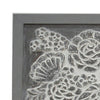 36x36 Inch Wall Art Panel Carved Flower Vase Design Gray White Wood By Casagear Home BM312765