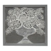 36x36 Inch Wall Art Panel Carved Flower Vase Design Gray White Wood By Casagear Home BM312765