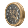 21 Inch Round Wall Clock Gear Design Numbered Analog Gold Bronze Iron By Casagear Home BM312767