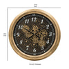 21 Inch Round Wall Clock Gear Design Numbered Analog Gold Bronze Iron By Casagear Home BM312767