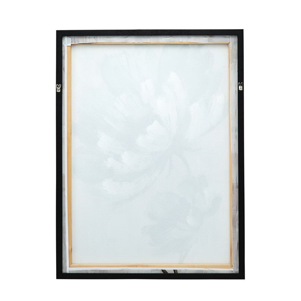 Ayn 24 x 32 Floral Wall Art Handpainted Blue Green Gray Wood Frame By Casagear Home BM312779