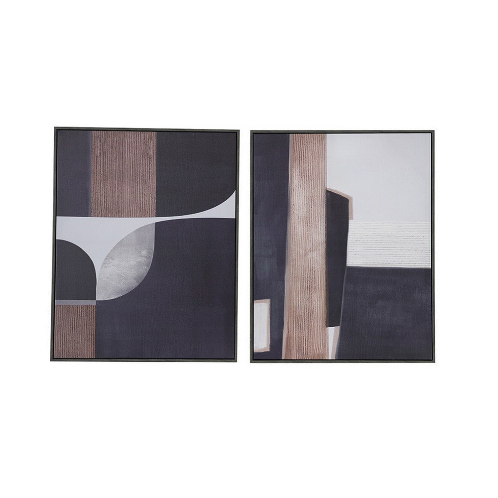 Kni 23 x 28 Set of 2 Gesso Wall Art Prints Abstract Black Blue Wood By Casagear Home BM312780