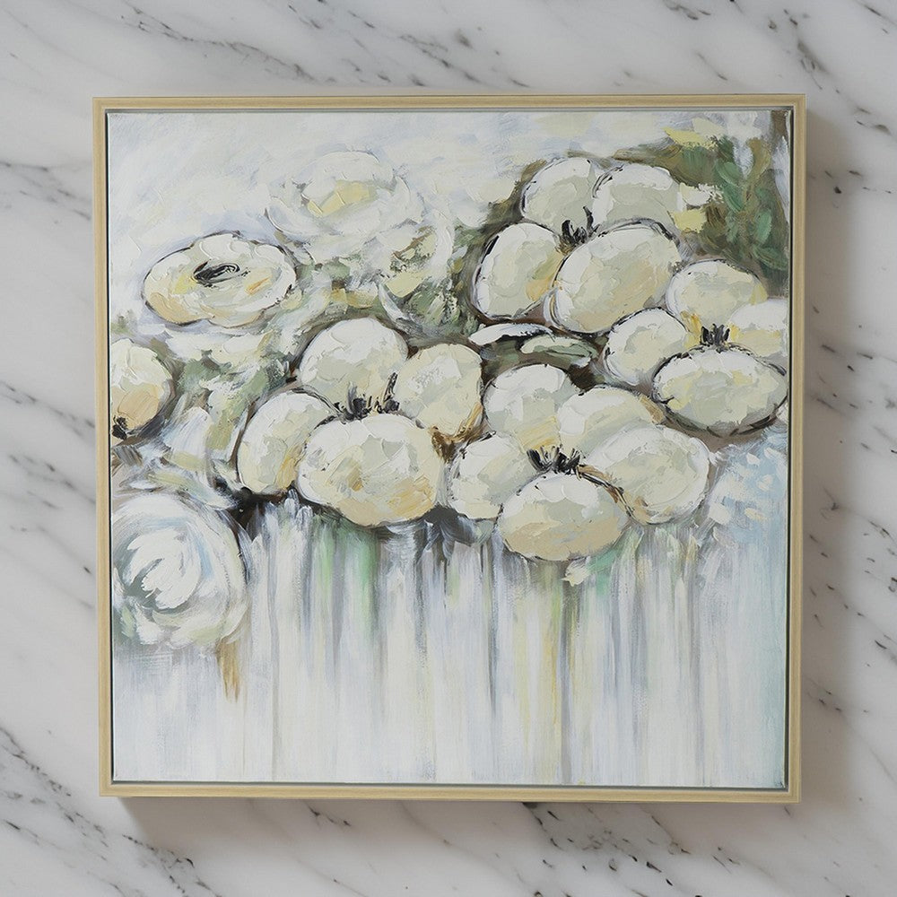 Rioni 39 x 39 Floral Wall Art Print, Handpainted Abstract Oil Painting By Casagear Home