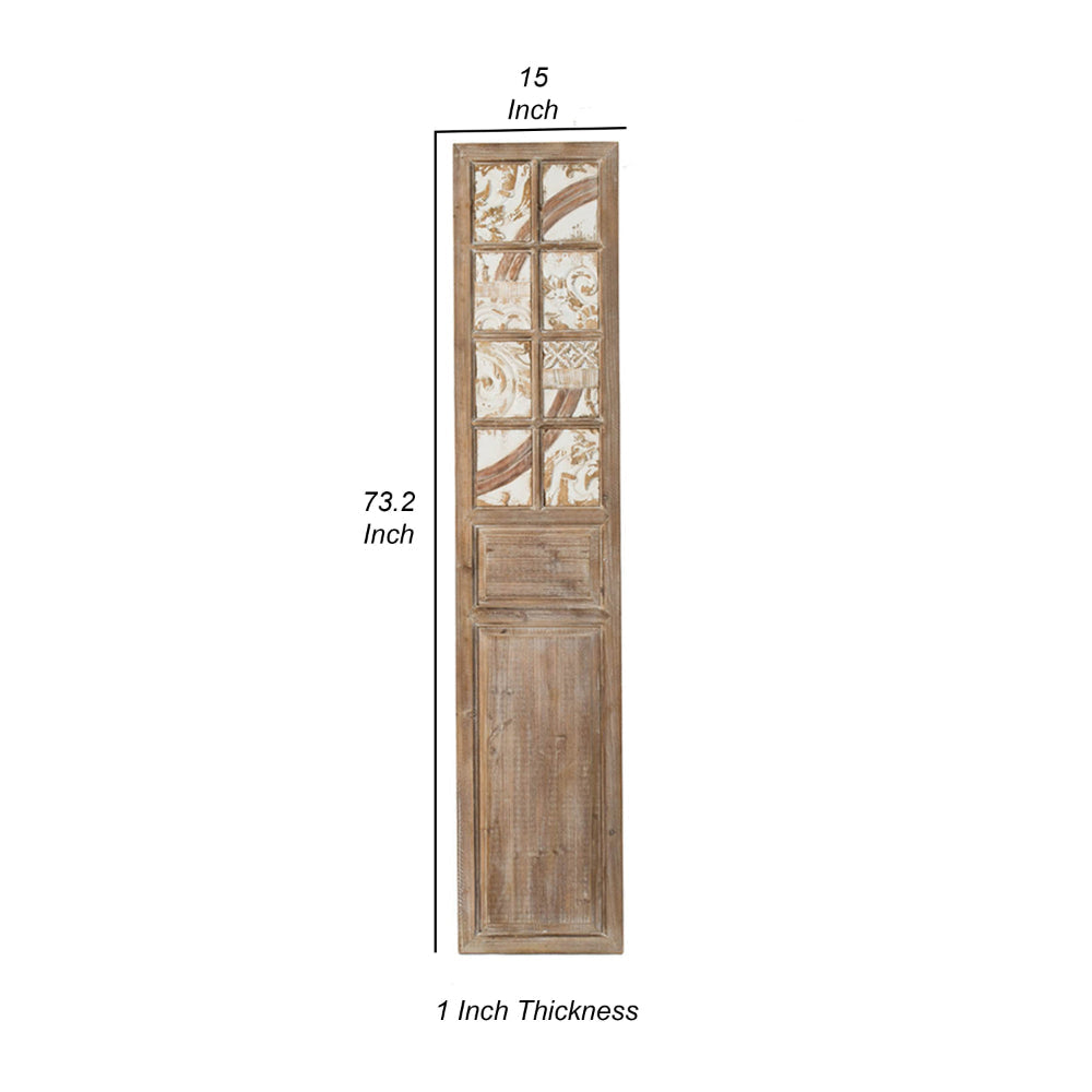 Hry 73 Inch Decorative Wood Panel Tile Accents with Floral Leaf Brown By Casagear Home BM312783