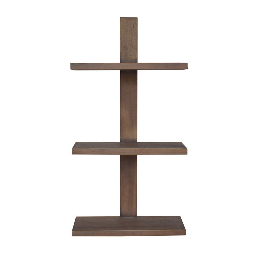 Firy 37 Inch Set of 2 Hanging Shelves 3 Tiers Natural Waru Wood Finish By Casagear Home BM312784