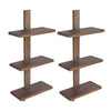 Firy 37 Inch Set of 2 Hanging Shelves 3 Tiers Natural Waru Wood Finish By Casagear Home BM312784