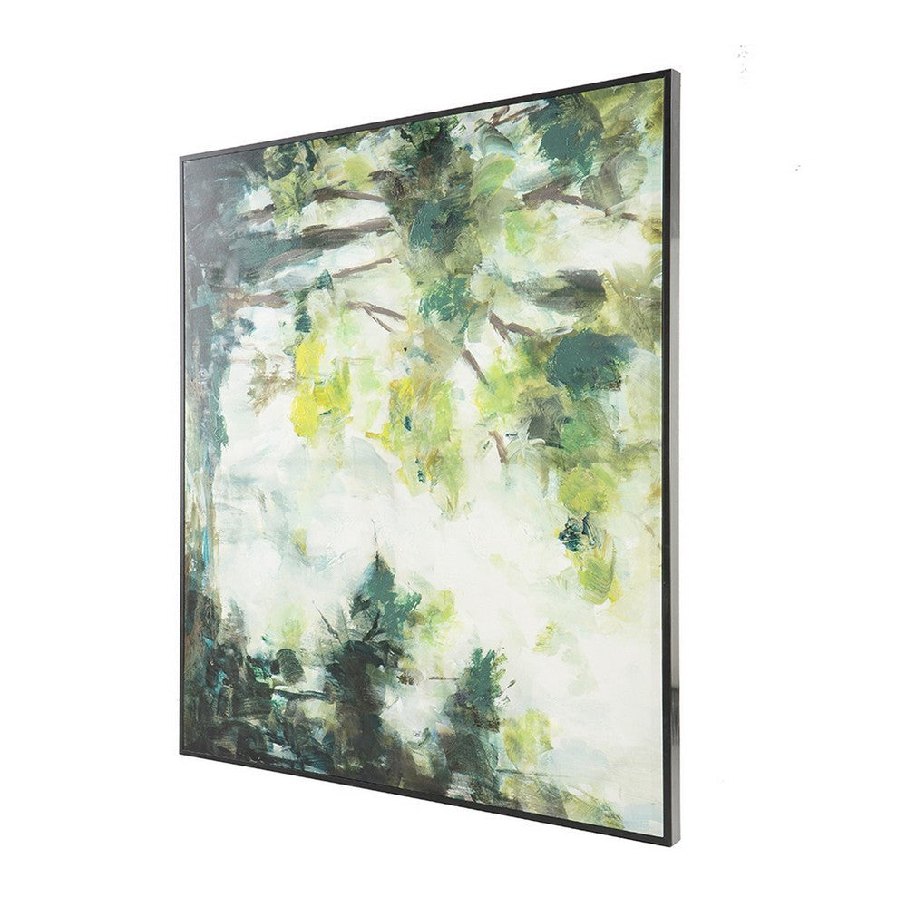 35 x 47 Framed Wall Art Forest Watercolor Landscape Modern Green White By Casagear Home BM312791