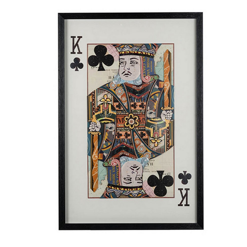 24 x 35 Set of 2 Framed Wall Art King Queen Card Pair Gold Black Red By Casagear Home BM312792