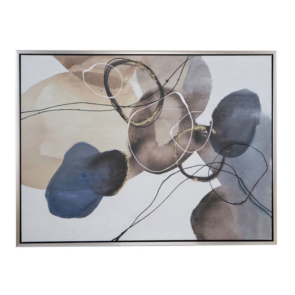 35 x 47 Framed Wall Art Landscape Abstract Watercolor Modern White Blue By Casagear Home BM312795