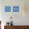 17 x 17 Set of 2 Framed Wall Art, Geometric Print, Modern, White, Blue By Casagear Home