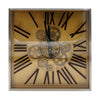 16 Inch Square Wall Clock Gear Design Roman Numeral Gold Black Finish By Casagear Home BM312811