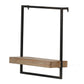 Yin 18 Inch Wall Shelf Rectangular Industrial Frame Black Iron Brown Wood By Casagear Home BM312818