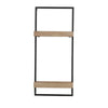 Yin 27 Inch Wall Shelf with 2 Tiers Rectangular Black Iron Brown Wood By Casagear Home BM312819