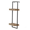 Yin 27 Inch Wall Shelf with 2 Tiers Rectangular Black Iron Brown Wood By Casagear Home BM312819