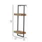 Yin 27 Inch Wall Shelf with 2 Tiers Rectangular Black Iron Brown Wood By Casagear Home BM312819