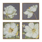 Nia 20 x 20 Flower Wall Art Set of 4 White Green Microfiber Pine Wood By Casagear Home BM312823