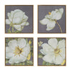 Nia 20 x 20 Flower Wall Art Set of 4 White Green Microfiber Pine Wood By Casagear Home BM312823